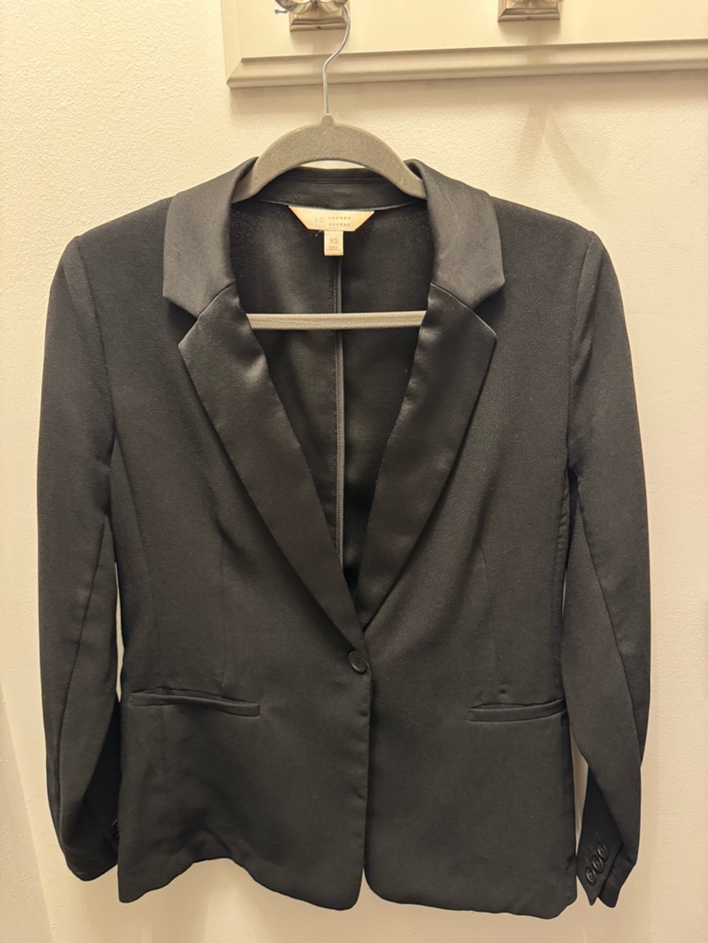Black Satin-Lapel Blazer
